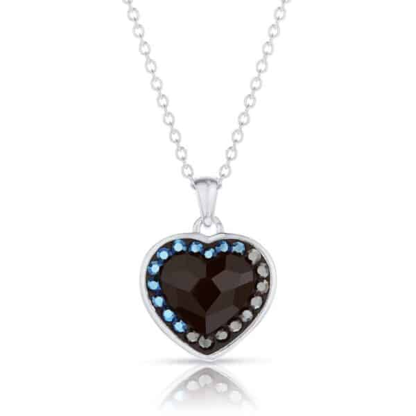 Swarovski kristályos ezüst nyaklánc - Brilliance Heart Colourful Fekete - ajándék díszdobozban