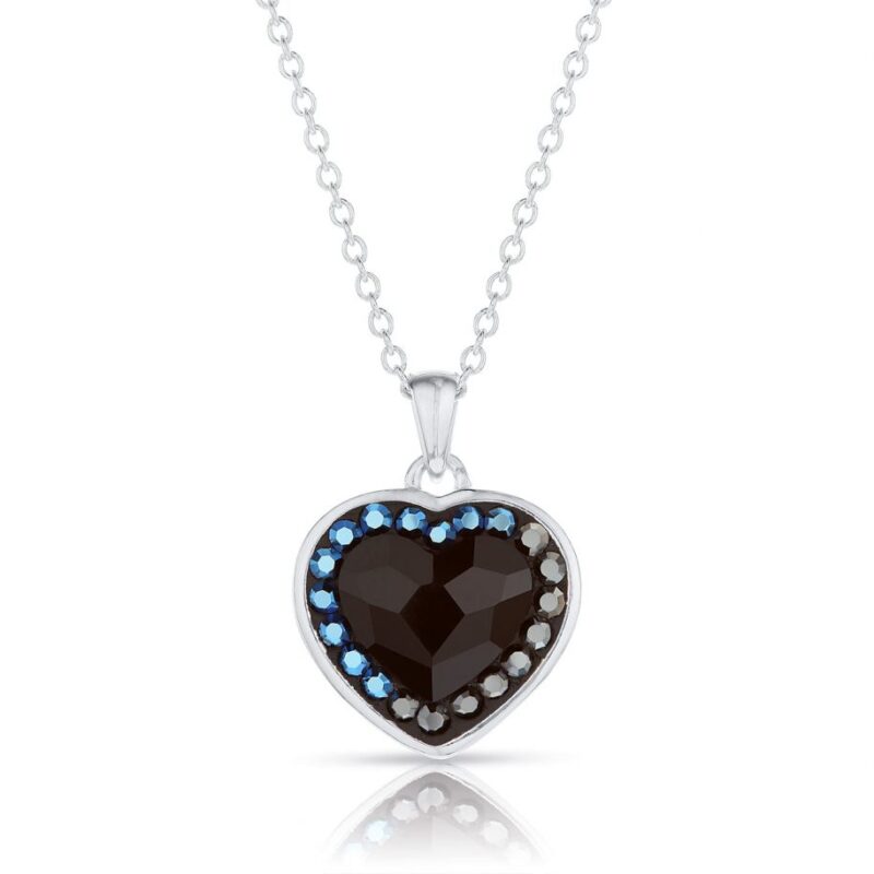 Swarovski kristályos ezüst nyaklánc - Brilliance Heart Colourful Fekete - ajándék díszdobozban
