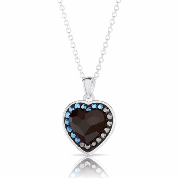Swarovski kristályos ezüst nyaklánc - Brilliance Heart Colourful Fekete - ajándék díszdobozban
