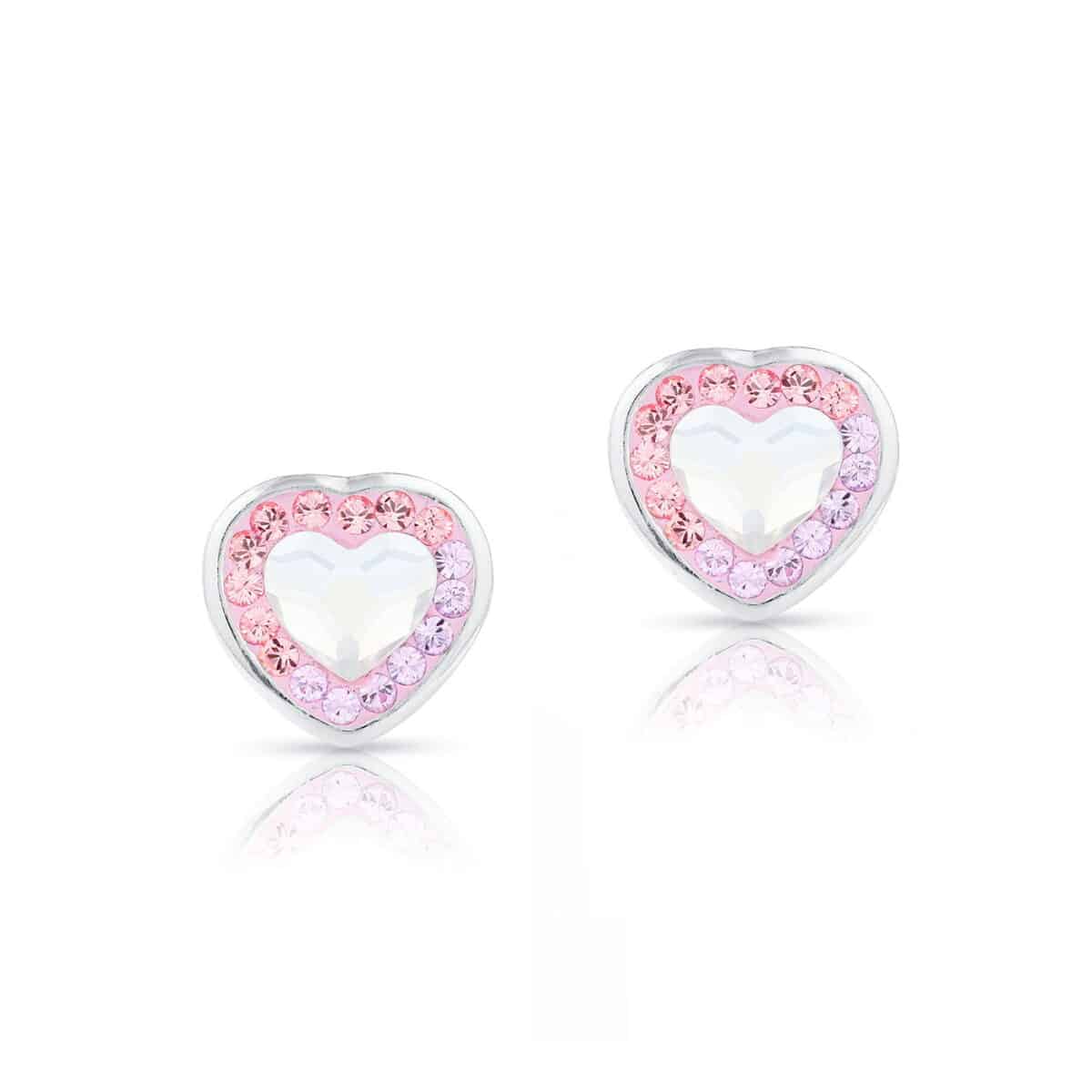 Swarovski kristályos ezüst fülbevaló – Brilliance Heart Lila - ajándék díszdobozban