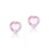 Swarovski kristályos ezüst fülbevaló – Brilliance Heart Lila - ajándék díszdobozban