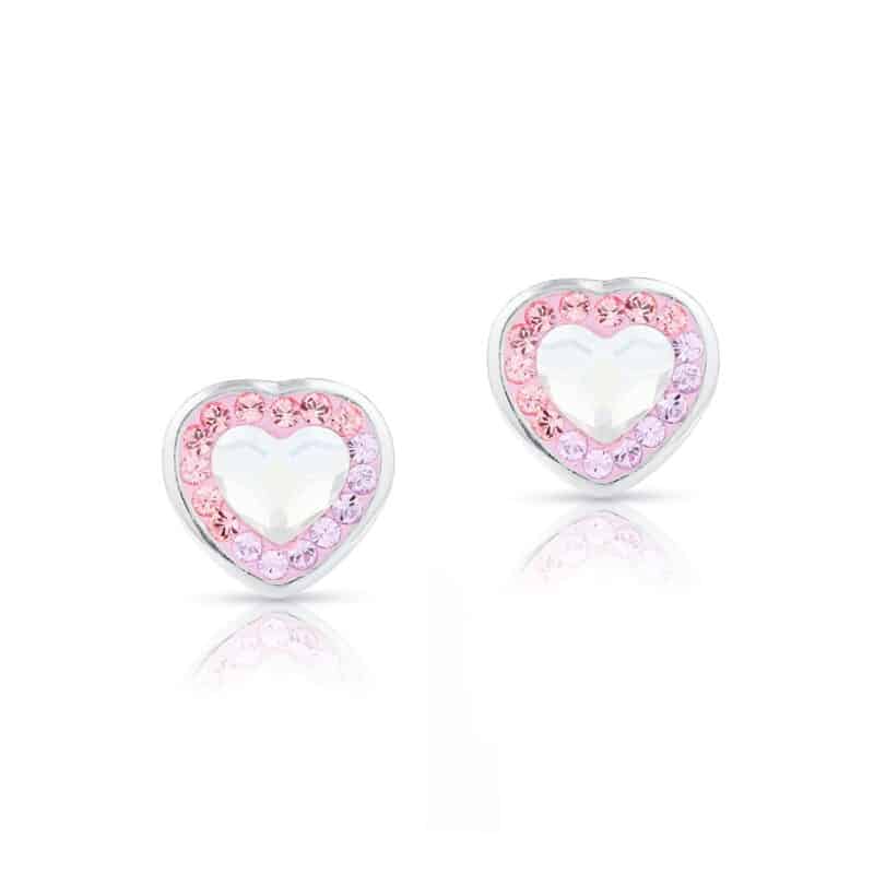 Swarovski kristályos ezüst fülbevaló – Brilliance Heart Lila - ajándék díszdobozban