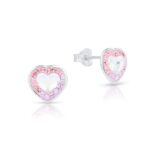 Swarovski kristályos ezüst fülbevaló – Brilliance Heart Lila - ajándék díszdobozban