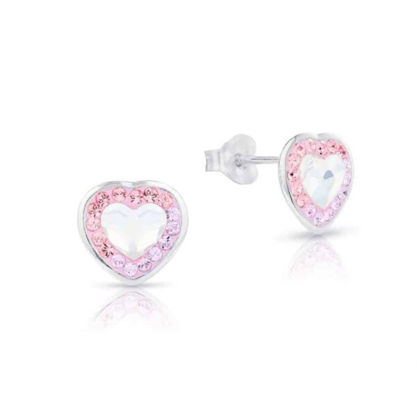 Swarovski kristályos ezüst fülbevaló – Brilliance Heart Lila - ajándék díszdobozban