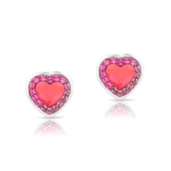 Swarovski kristályos ezüst fülbevaló - Brilliance Colourful Heart Piros - ajándék díszdobozban