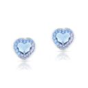 Swarovski kristályos ezüst fülbevaló - Brilliance Colourful Heart Világos kék - ajándék díszdobozban