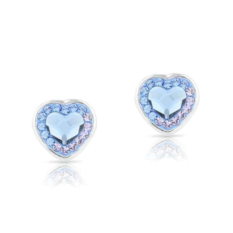 Swarovski kristályos ezüst fülbevaló - Brilliance Colourful Heart Világos kék - ajándék díszdobozban