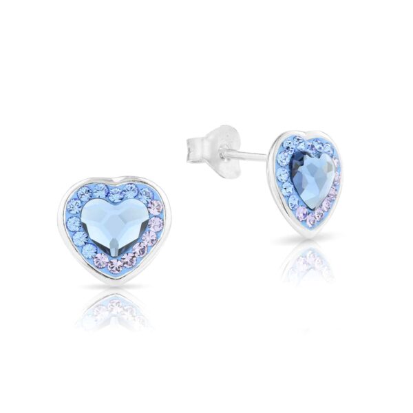 Swarovski kristályos ezüst fülbevaló - Brilliance Colourful Heart Világos kék - ajándék díszdobozban