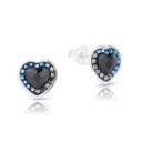 Swarovski kristályos ezüst fülbevaló - Brilliance Colourful Heart Fekete - ajándék díszdobozban