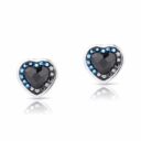 Swarovski kristályos ezüst fülbevaló - Brilliance Colourful Heart Fekete - ajándék díszdobozban