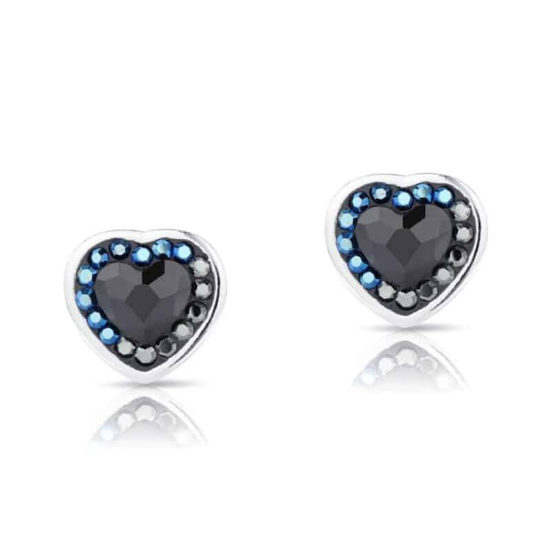 Rólunk mondták - Ekszerwebshop.hu Swarovski kristályos ezüst fülbevaló - Brilliance Colourful Heart Fekete - ajándék díszdobozban