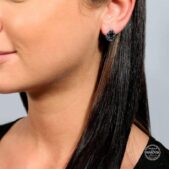 Swarovski kristályos ezüst fülbevaló - Raindrop Fekete - ajándék díszdobozban