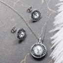 Swarovski kristályos ezüst ékszer szett - Rivoli Orbit Szürke - ajándék díszdobozban