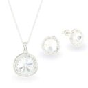 Swarovski kristályos ezüst éskzer szett csillogó nap medállal ajándék díszdobozban - Crystal