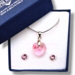 14 mm-es Szives Swarovski kristályos ékszerszett - Rózsaszín