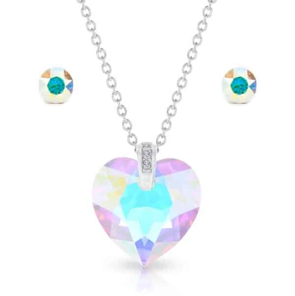 Szives swarovski kristályos ezüst ékszer szett ajándék díszdobozban - Crystal AB