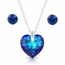 Szives swarovski kristályos ezüst ékszer szett ajándék díszdobozban