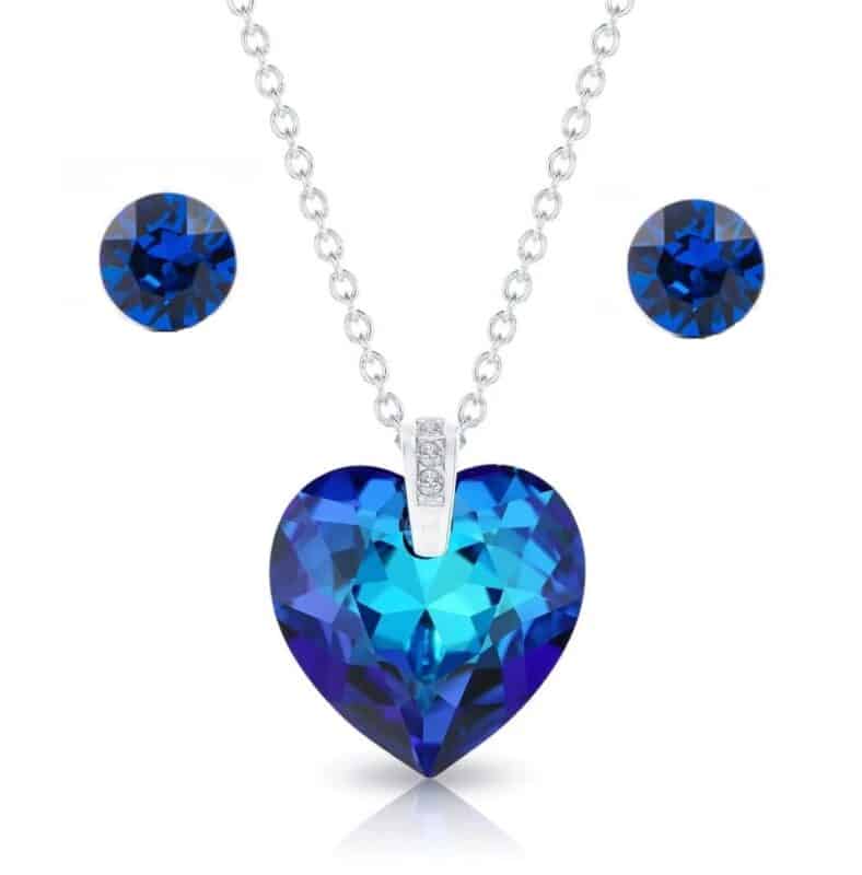 Szives swarovski kristályos ezüst ékszer szett ajándék díszdobozban
