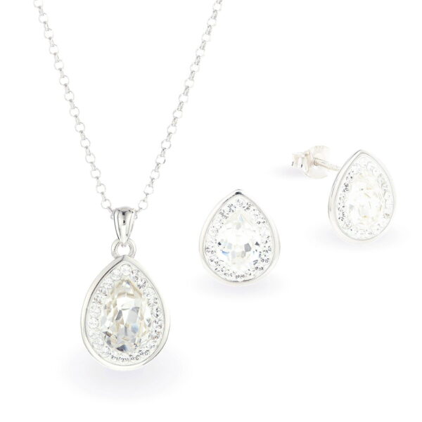 Swarovski kristályos ezüst ékszer szett - Brilliance Drop Crystal - ajándék díszdobozban