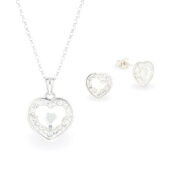 Swarovski kristályos ezüst ékszerszett – Brilliance Heart Crystal – ajándék díszdobozban