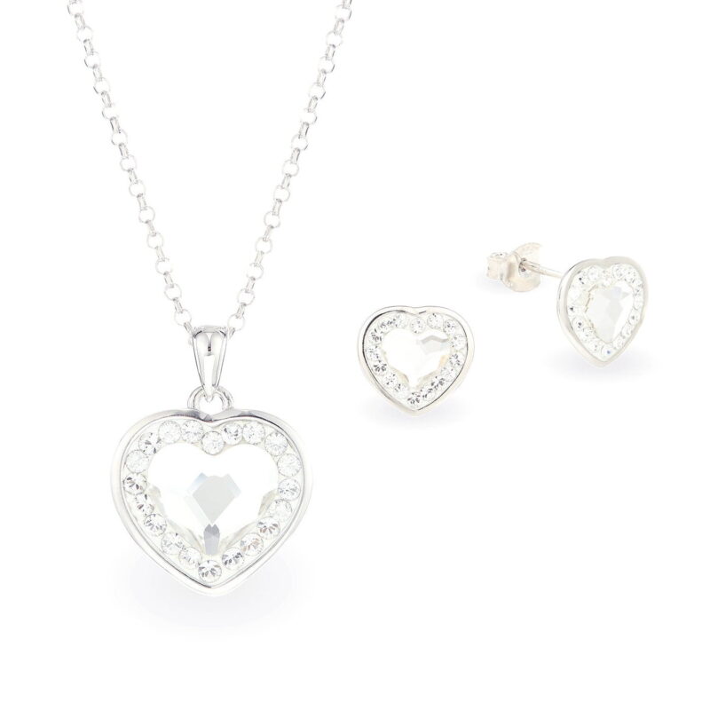 Swarovski kristályos ezüst ékszerszett – Brilliance Heart Crystal – ajándék díszdobozban