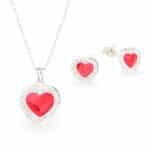 Swarovski kristályos ezüst ékszerszett - Brilliance Heart Piros