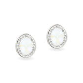 Swarovski kristályos ezüst fülbevaló - Brilliance Oval Crystal AB - ajándék díszdobozban