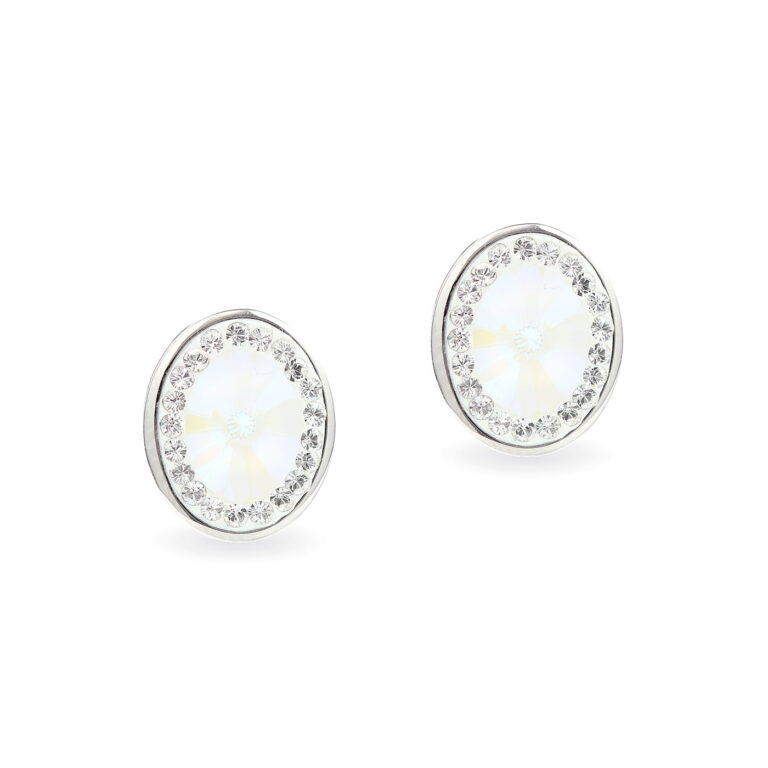 Swarovski kristályos ezüst fülbevaló - Brilliance Oval Crystal AB - ajándék díszdobozban