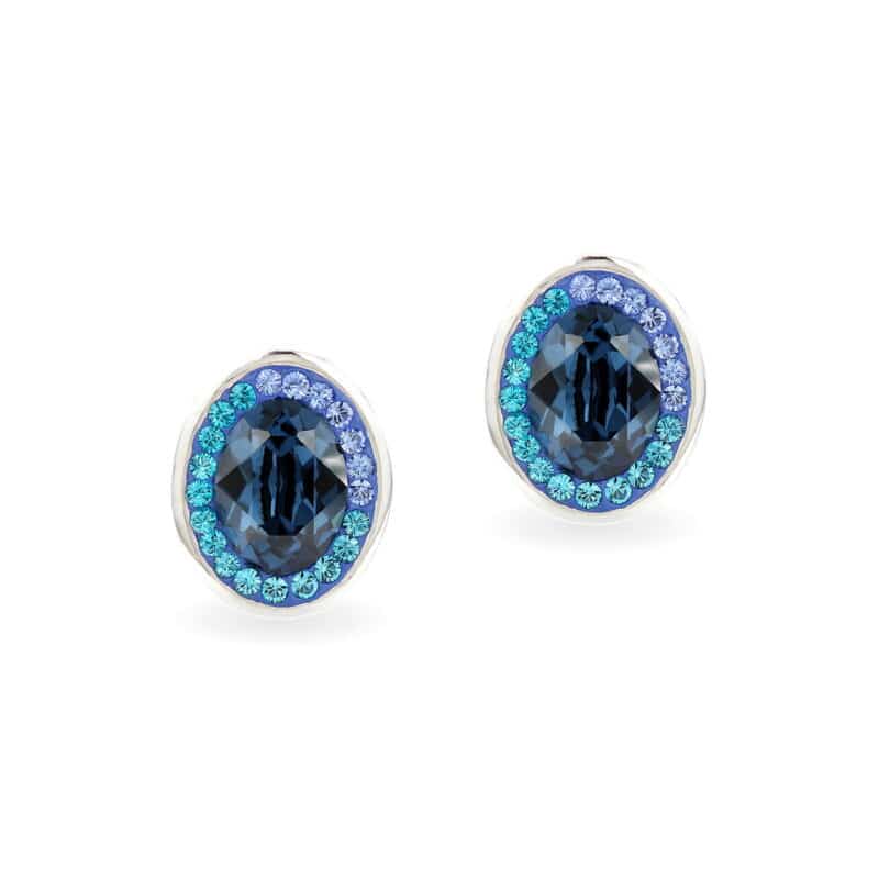 Swarovski kristályos ezüst fülbevaló - Brilliance Oval Kék - ajándék díszdobozban