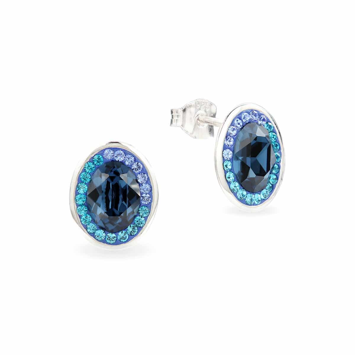 Swarovski kristályos ezüst fülbevaló - Brilliance Oval Kék - ajándék díszdobozban