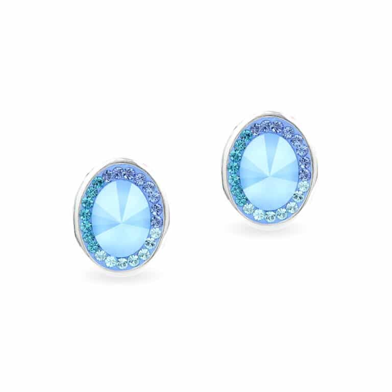 Swarovski kristályos ezüst fülbevaló - Brilliance Oval Világos kék - ajándék díszdobozban