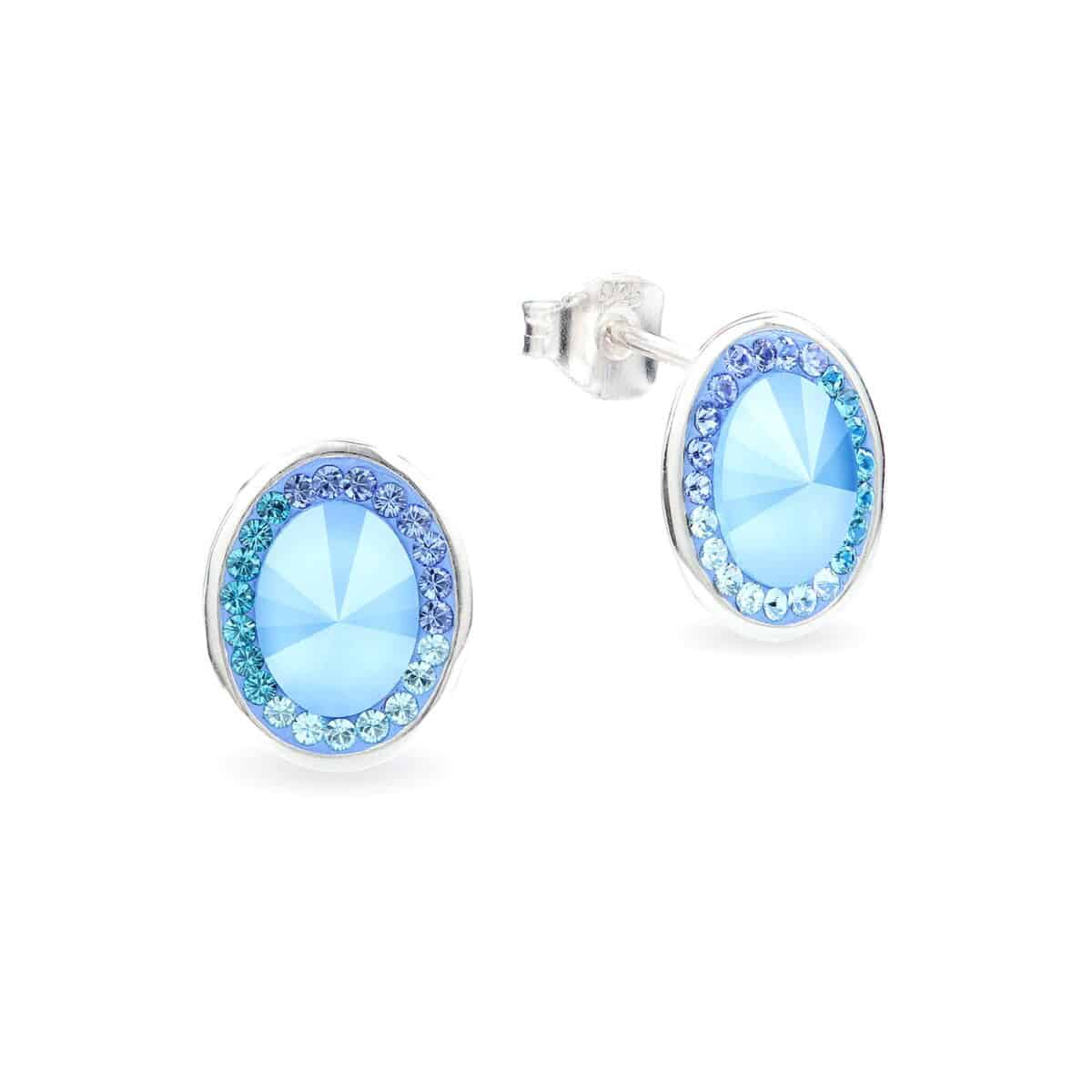 Swarovski kristályos ezüst fülbevaló - Brilliance Oval Világos kék - ajándék díszdobozban