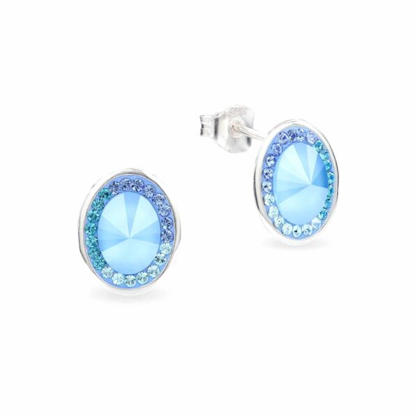 Swarovski kristályos ezüst fülbevaló - Brilliance Oval Világos kék - ajándék díszdobozban