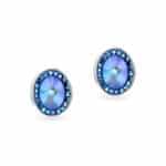 Swarovski kristályos ezüst fülbevaló - Brilliance Oval Sötét kék - ajándék díszdobozban