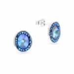 Swarovski kristályos ezüst fülbevaló - Brilliance Oval Sötét kék - ajándék díszdobozban