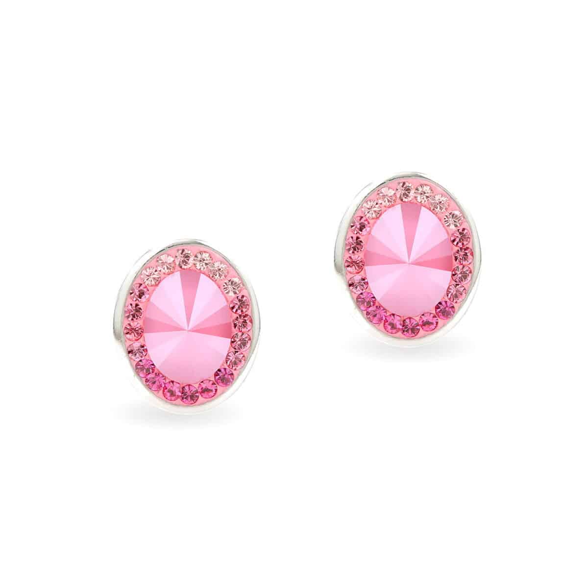 Swarovski kristályos ezüst fülbevaló - Brilliance Oval Rózsaszín - ajándék díszdobozban