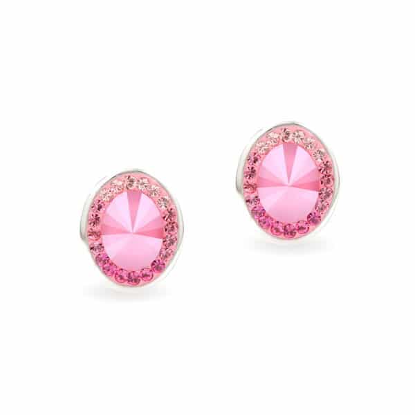 Swarovski kristályos ezüst fülbevaló - Brilliance Oval Rózsaszín - ajándék díszdobozban