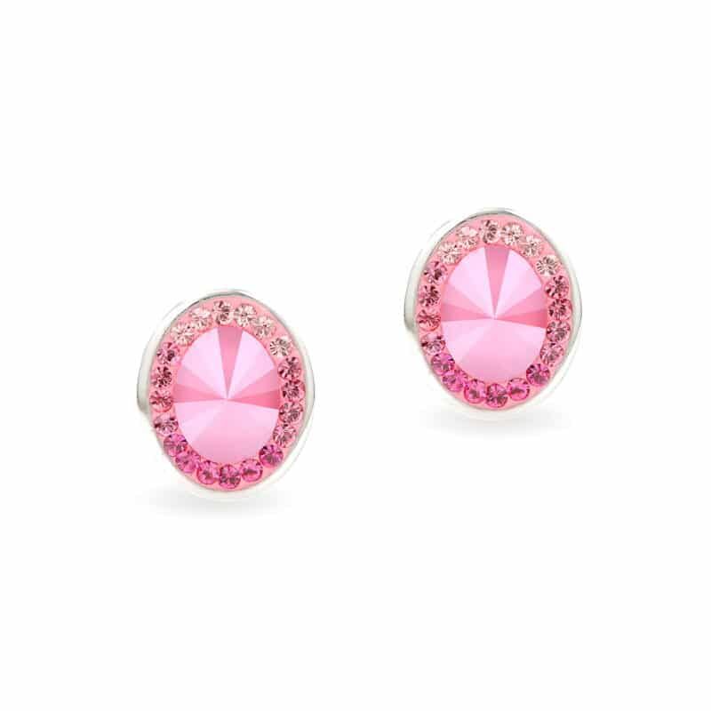 Swarovski kristályos ezüst fülbevaló - Brilliance Oval Rózsaszín - ajándék díszdobozban