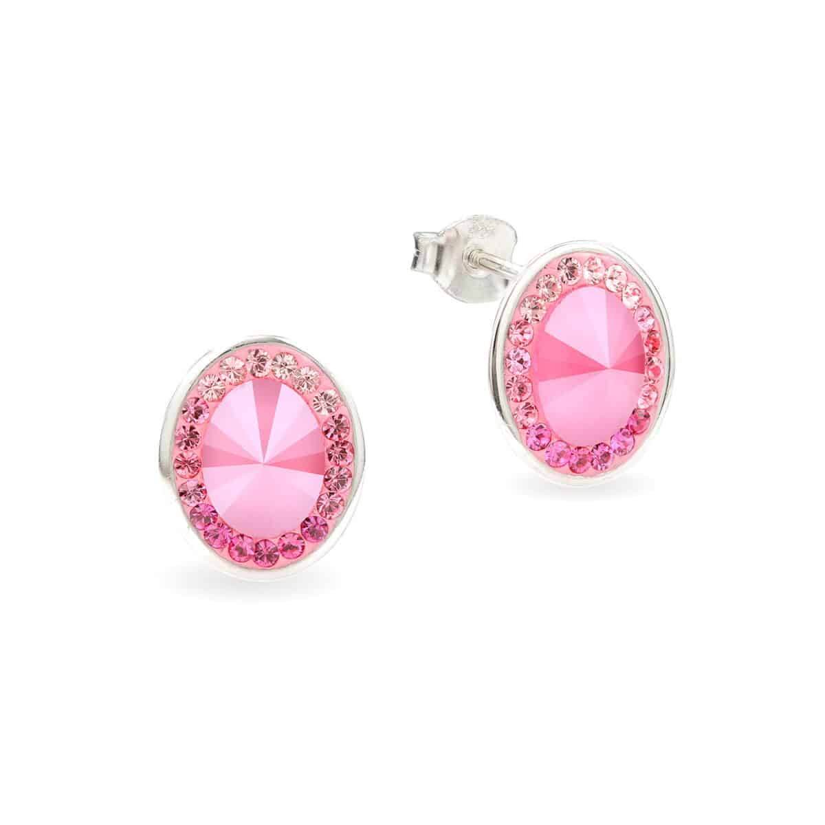 Swarovski kristályos ezüst fülbevaló - Brilliance Oval Rózsaszín - ajándék díszdobozban