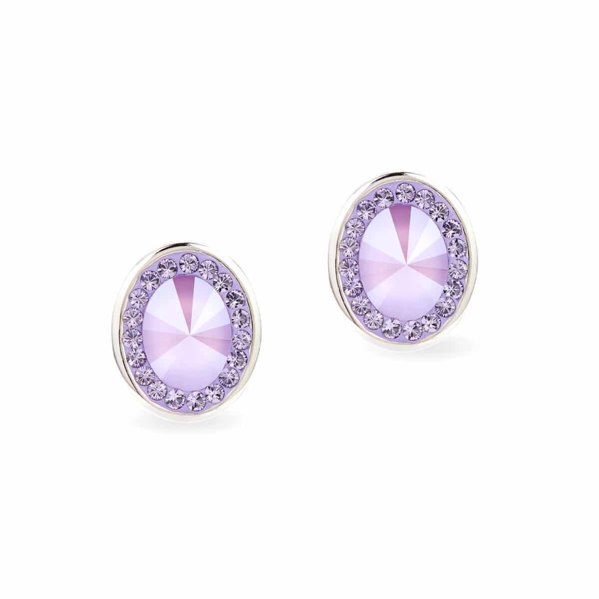 Swarovski kristályos ezüst fülbevaló - Brilliance Oval Lila - ajándék díszdobozban