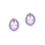 Swarovski kristályos ezüst fülbevaló - Brilliance Oval Lila - ajándék díszdobozban