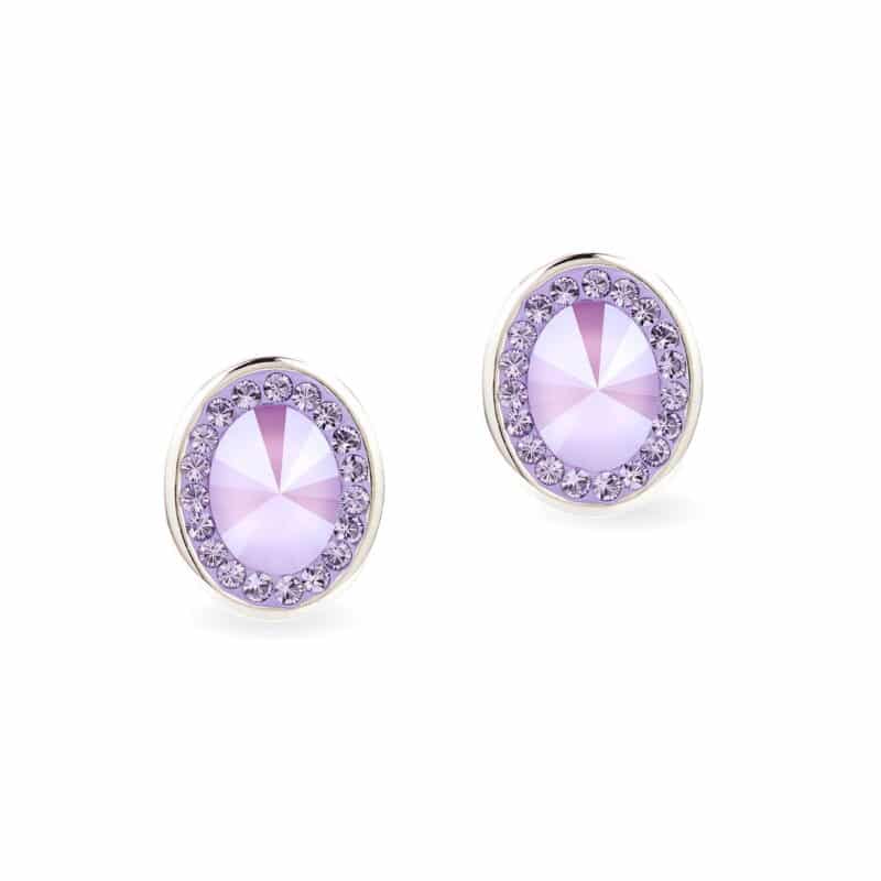 Swarovski kristályos ezüst fülbevaló - Brilliance Oval Lila - ajándék díszdobozban