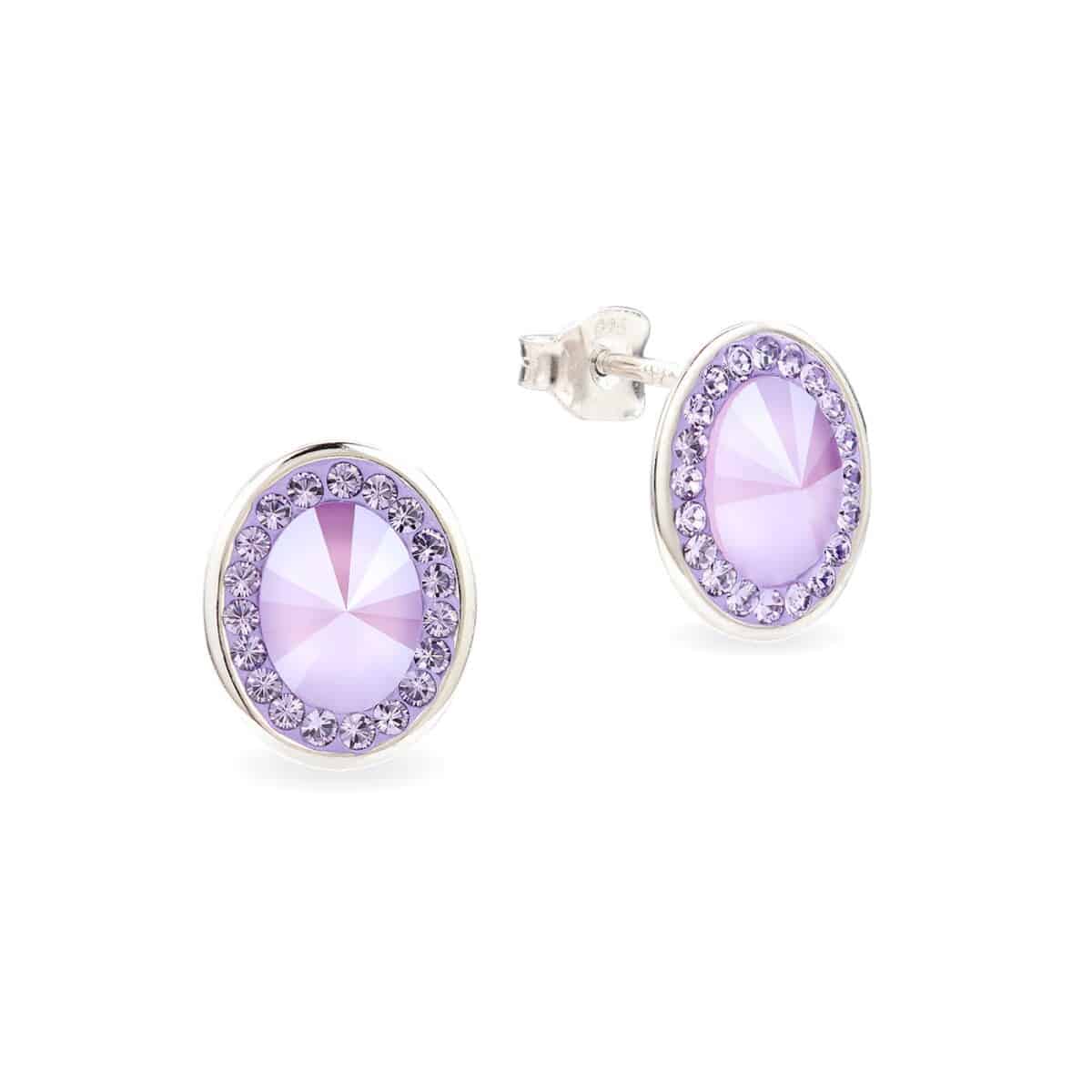 Swarovski kristályos ezüst fülbevaló - Brilliance Oval Lila - ajándék díszdobozban
