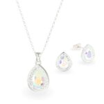 Swarovski kristályos ezüst ékszer szett - Brilliance Drop Crystal AB - ajándék díszdobozban