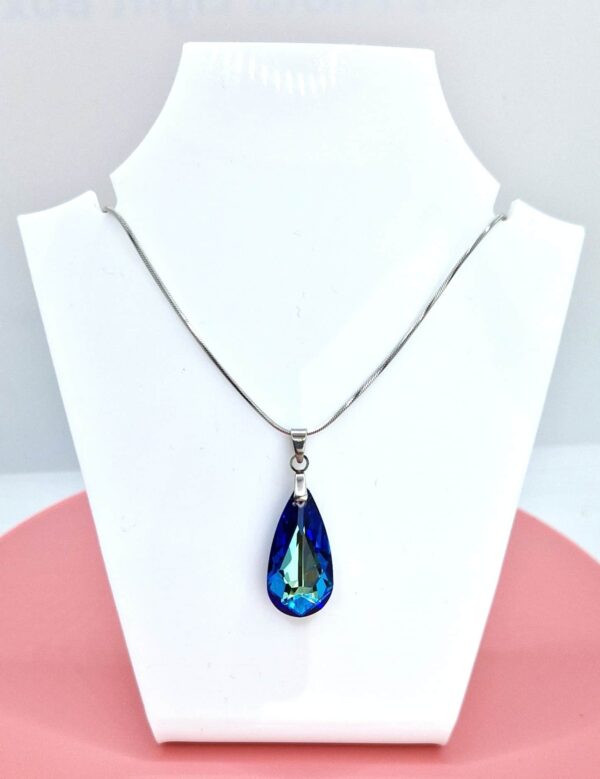 24 mm Mandula Swarovski kristályos nemesacél nyaklánc - Bermuda Blue