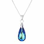 24 mm Mandula Swarovski kristályos nemesacél nyaklánc - Bermuda Blue