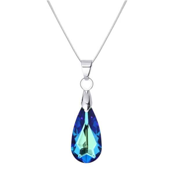 24 mm Mandula Swarovski kristályos nemesacél nyaklánc - Bermuda Blue