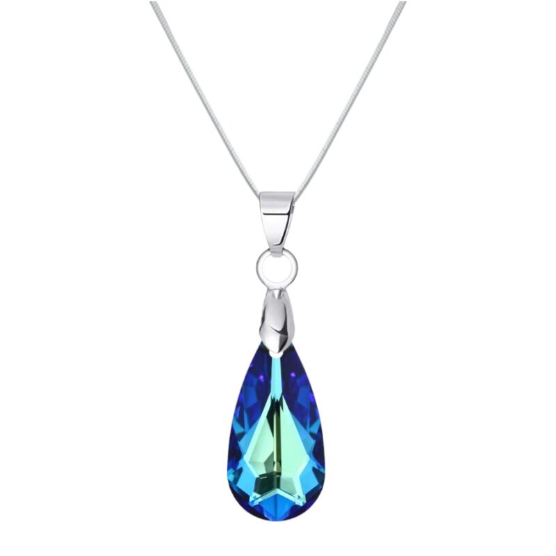 24 mm Mandula Swarovski kristályos nemesacél nyaklánc - Bermuda Blue