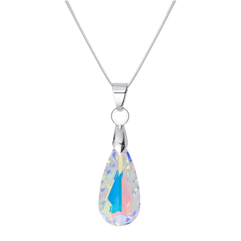 24 mm Mandula Swarovski kristályos nemesacél nyaklánc - Crystal AB