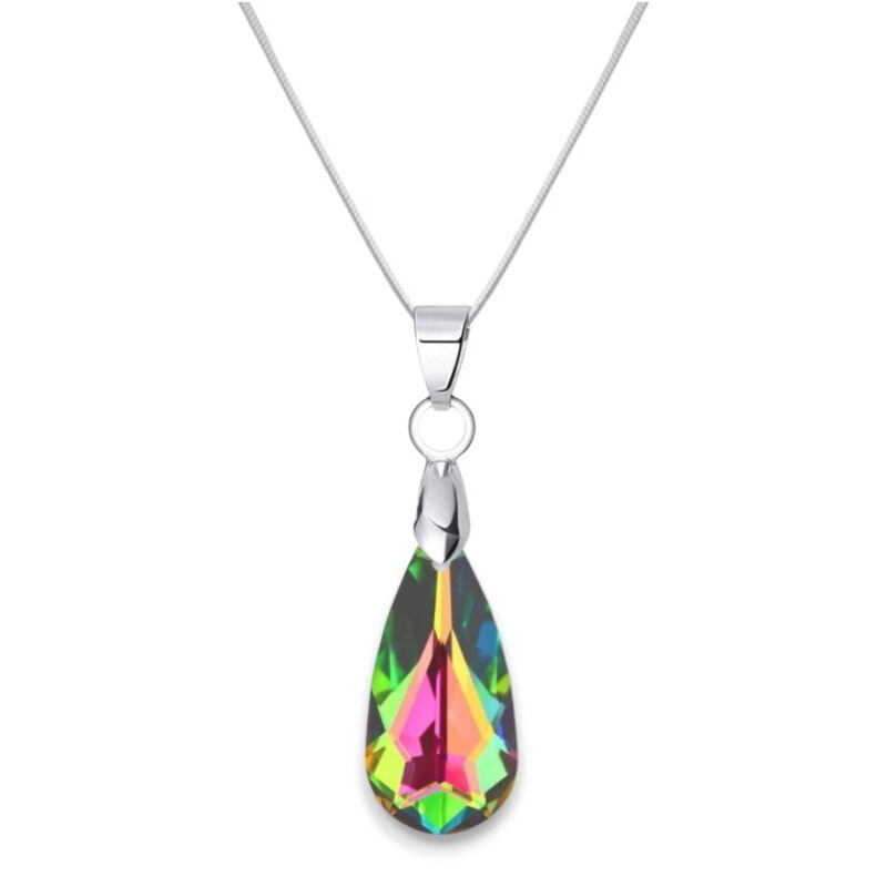 24 mm Mandula Swarovski kristályos nemesacél nyaklánc - Vitrail Medium